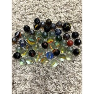 Lot Of 49 Vintage Marbles Cats Eye Shooting Marble Swirl Patch Marbles As Is